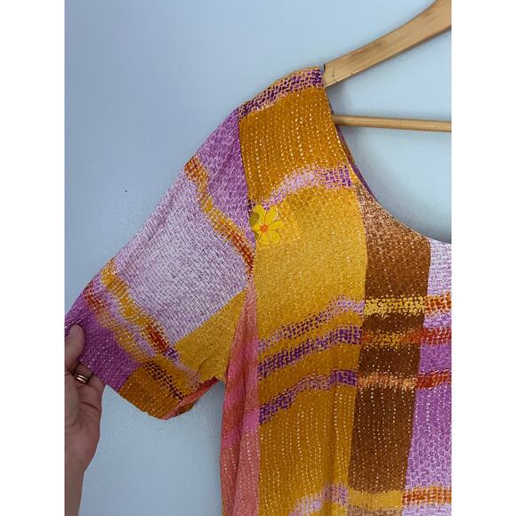 Vintage Jams World Abstract Floral Patchwork Dress Size XL Hawaiian Boho Hippie - Picture 8 of 10